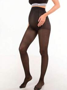 1双女士性感孕妇透明过膝长筒袜，杏色，修身简约设计，圣诞礼物