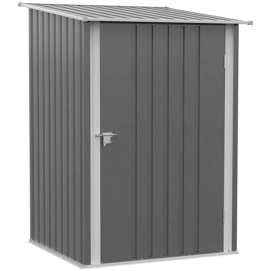 Outsunny Stahl Gerätehaus 0.92 M² Garden Shelving Unit With Roof, Shelf And Lock, 100x103x160cm, Grey On Site - 1 - View 1