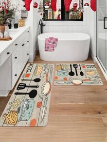 Flannel Kitchen Mat - Non-Slip High Quality Washable Floral Pattern 100% Polyester Mat, Suitable For Home Office And Living Room Floors, Comfortable Non-Slip Backing, Kitchen Living Room Floor Mat - Multicolor - View 6