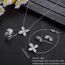 1 Set Necklace, Bracelet, Earrings, Ring Jewelry Set, Luxurious And Elegant For Daily, Date, Party, Wedding - Multicolor - View 5