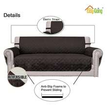 Oversized Chair Sofa Slipcover Reversible Sofa Cover Water Resistant Couch Cover Furniture Protector Cover With Elastic Straps For Pets Dog Oversized Chair, Chocolate/Ivory - 多色1964 - 查看 2