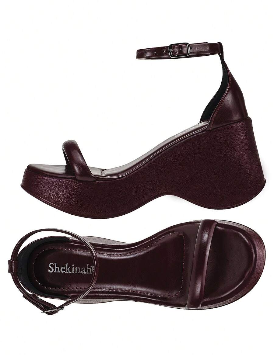 Women's Platform Wedge Sandal With Shekinah Heel, Elegant, Comfortable, Modern, Soft, Fashionable, Casual, PVC, Buckle, Party 2025 - Gỗ đỏ - Xem 1