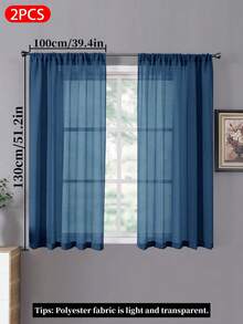 2 Paneles de pantallas de ventana unicolor, cortinas decorativas desmontables que transmiten luz, cortinas de privacidad para habitaciones y salas de estar - Azul marino - View 11