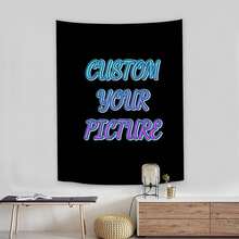 1pc Black Vertical Custom Photo Tapestry For Loved Ones, Friends, Pets, Living Room, Bedroom, Office, Home Decor, Party Decor Wall Hanging, Flag For Room, Room Decor, Tapestry, Wall Decor, Customized Tapestries, Personalized Tapestries Lightweight Custom, Unique, Personalized Ideal Gifts For Him Her, Dad, Family, Mom, Friends, Pets For Valentine's Day,Fall Decor ,For Family, Mother's Day Gift - Black Vertical Version - View 9
