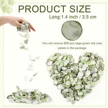 50/100/300/500/1000片丝绸玫瑰花瓣，人造花瓣，适用于婚礼花篮、走道装饰、餐桌中心摆件、派对、新娘送礼会、浪漫之夜（鼠尾草绿）