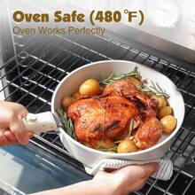 5pcs /7pcs/24 Pcs Pots And Pans Set Non Stick, Ceramic Cookware Set With Detachable Handles, Healthy Induction Cookware Oven RV Kitchen Set - 黑色5pcs - 查看 4