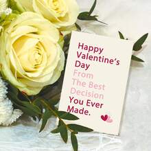 Romantic Valentine's Day Card For Him Her, Funny Valentines Day Card For Husband Wife, Valentines Day Gifts For Partner, Happy Valentine's Day From The Best Decision You Ever Made - Multicolor - View 6