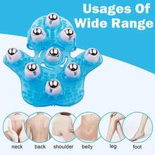 Handheld Massage Ball For Muscle Back Neck Joint Foot Shoulder Leg Pain Relief - Palm Shaped Massage Tool With Roller Balls - Blue - View 7