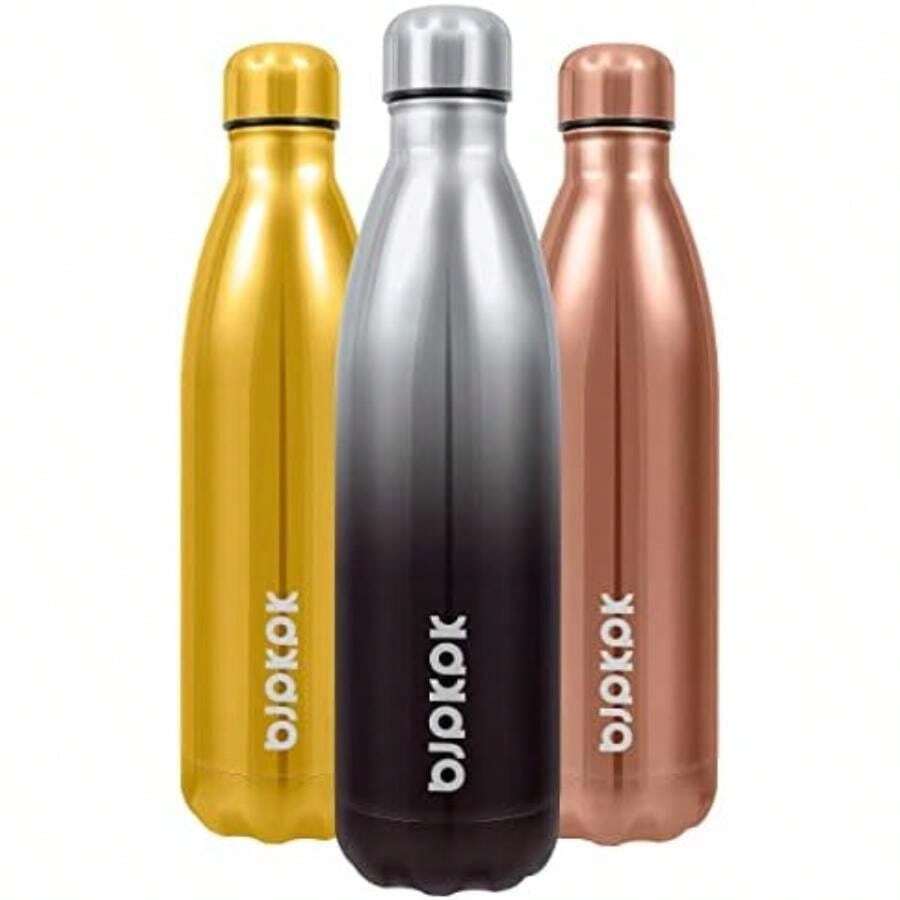 BJPKPK - Botellas de agua aisladas de 12 onzas, 17 onzas, 25 onzas, botellas de agua de acero inoxidable, botellas de agua deportivas que se mantienen frías durante 24 horas y calientes durante 12(0.7 Litros Minero de plata) - Multicolor - Ver 1