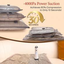 Vacuum Bags For Travel With Rechargeable Air Pump 15 Pack Carry-On Size Compression Packing Bags For Luggage And Suitcase Space Saver For Clothes And Clothing Travel Ideal For Long-Term Trips Small Spaces And Organized Storage - 灰白 - 查看 4
