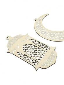 Zestawy 1/2 drewnianych dekoracji na Ramadan, wisiorek z księżycem i lampa wisząca na Eid Al Fitr, lampa księżycowa na Eid Al Fitr, lampa gwiazda na Ramadan, dekoracja na Eid Al Fitr, dekoracja domu na zewnątrz, dekoracja pokoju dziecięcego - Wielokolorowe - Zobacz 4