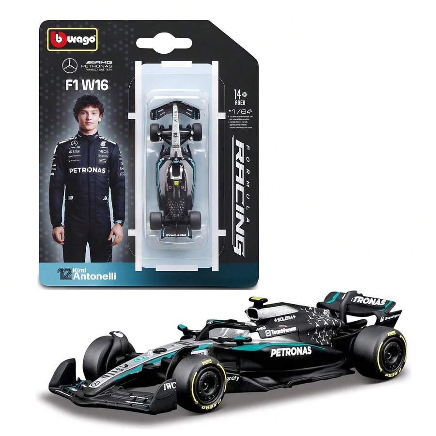 2025年新款1:64 Bburago F1合金模型车 - 法拉利SF25、红牛RB21、AMG W16 E Performance、迈凯伦MCL39标准涂装合金赛车收藏玩具 - W16#12 - 查看 1