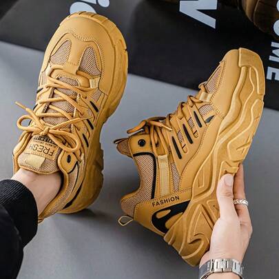 男士厚底休闲运动鞋，简约时尚，适合秋冬季户外穿着