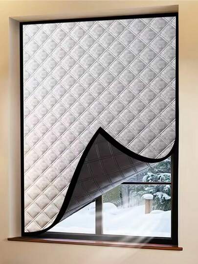 1PC Winter Windproof Warm Curtains, Bedroom Cold-Proof Thermal Insulation Film, Sealed Windows,Blackout And Soundproof