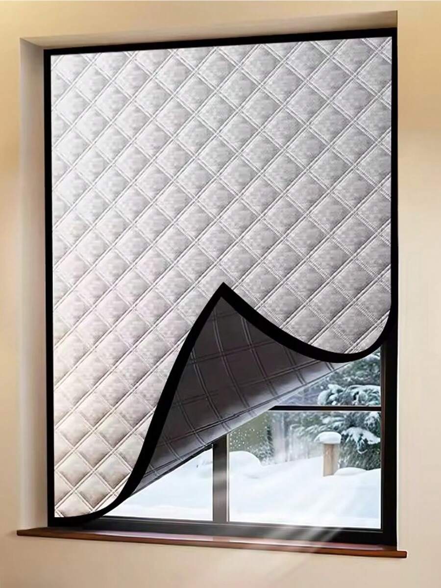 1PC Winter Windproof Warm Curtains, Bedroom Cold-Proof Thermal Insulation Film, Sealed Windows,Blackout And Soundproof