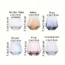 Ins-Style Hexagonal Glass Cup, High-Quality Heat-Resistant Household Beverage Cup, Creative Diamond Pattern Juice/Coffee Cup, Suitable For Family Gatherings, Kitchen, Dining Room, Living Room, Office, Cafe - Multicolor - View 5
