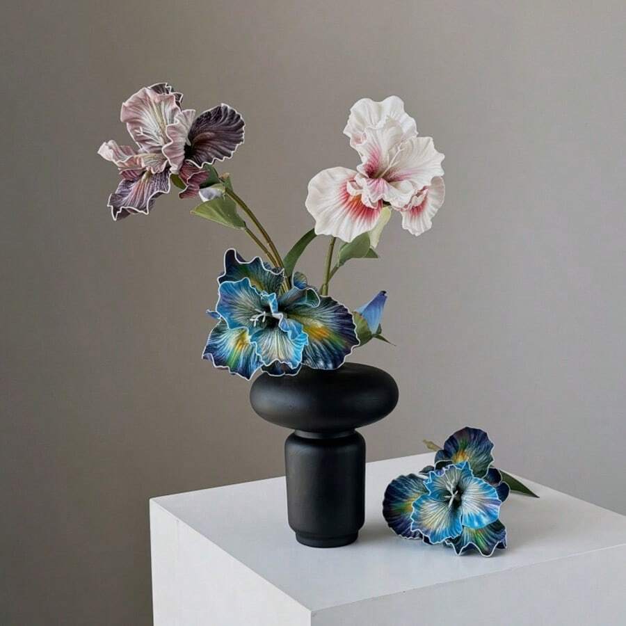 1支逼真仿真鸢尾花 - 双头EVA材质 | 油画般色调，自然迷人 | 家居装饰佳品，适用于家居装饰、厨房装饰、餐桌摆饰、冬季装饰、订婚婚礼派对庆典摄影道具、节日场景布置、圣诞节装饰、新年装饰、情人节、感恩节、母亲节礼物 - 彩色 - 查看 1