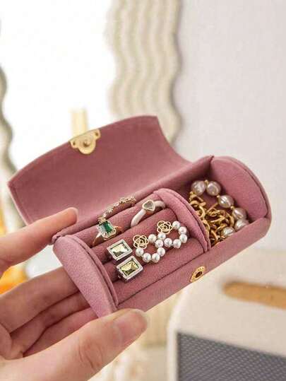 1pc Compact & Elegant Jewelry Box For Earrings Rings Necklaces, Travel Jewelry Organizer Girlfriend Gifts Sun Travel Cool