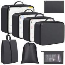 TYUI 8 Set Packing Cubes For Travel Essentials Packing Bags Carrry-On Travel Accessories Suitcase Organizers With Sturdy Zippers Luggage Organizer For Airplane Camping Road Trip Grey - Grey - View 1