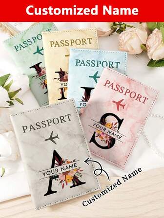 1 pieza Billetera personalizada con firma, Billetera con diseño de firma personalizada, Billetera personalizada con firma, Billetera personalizada con firma, 1 Portapassaporte de unicolor de viaje de cuero PU con letras en relieve, Organizador de documentos de viaje de negocios, Bolso de viaje esencial