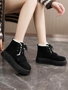 Women's High-Top Snow Boots, New Winter Style With Warm, Plush, Thick Soles, Chunky Sneakers, Casual Sports Multifunctional Running And Outdoor Shoes - Black - View 9