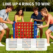 Ubravoo 4 In A Row Game, Connect 4 Game, 4-To-Score Giant 4 Connect In A Row Game With 81-89CM Three-Level Adjustable Height, Indoor&Outdoor Floor Playset Fuc For All Occasions - Red/Blue - View 3