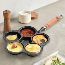 Wooden Handle Plum Blossom Cast Iron Frying Pan, Naturally Non-Stick Without Coating, Ideal For Making Baby Food And Omelets, Multifunctional Cookware For Kitchen Enthusiasts - Black - View 10