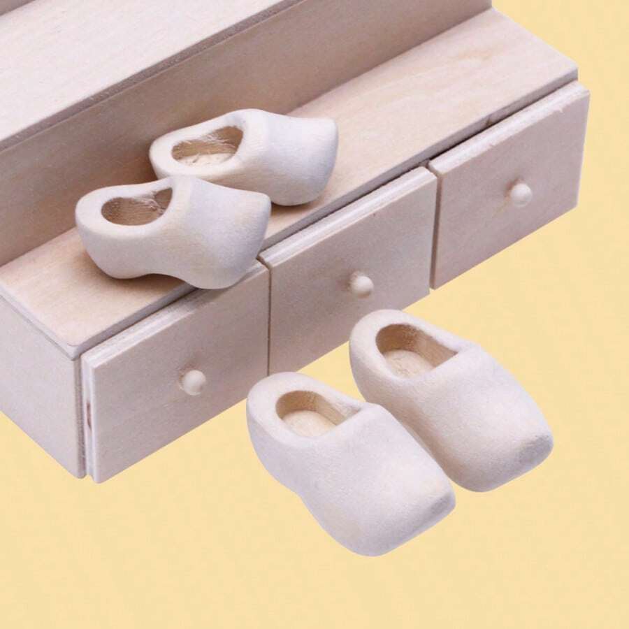 Handmade Miniature Wooden Shoes, Natural Wood Material, Multi-Size, Creative Choice For Handicraft Lovers And Miniature Model Enthusiasts, Home Decor Accessories - Log - View 1