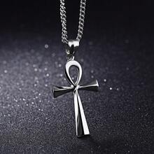 Collar con colgante de cruz Ankh egipcia para hombres - Joyería de símbolo de vida de acero inoxidable, cadena duradera de estilo gótico en tono dorado para atuendo casual, regalo religioso para él, joyería egipcia, accesorio simbólico, diseño intrincado, artesanía elegante, buscadores espirituales - #1 - Ver 8
