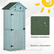 Outsunny Garden Storage Shed With Shelves And Windows, 77 X 54.2 X 179 Cm, Wood In Light Blue And Green, Asphalt Roof For Garden And Patio On Site - 1 - View 5