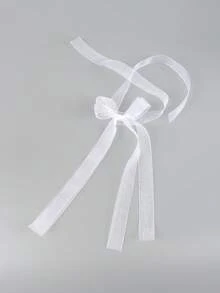 1pc Women's Ribbon Bow Wrist Flower, Double-Layer Bow White Ribbon Hand Decor, Suitable For Bride, Bridesmaid, Wedding, Party, Elegant Chiffon Ribbon Wrist/Hair Accessory