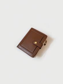 محفظة نسائية صغيرة بلون أحادي مع إغلاق بسوستة وأزرار، محفظة عملية متعددة الوظائف لحمل البطاقات والعملات، محفظة نسائية صغيرة وجميلة - متعدد الألوان - مشاهدة 1