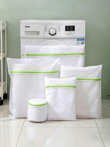 1/3/6pcs Green Zipper Laundry Bags, Honeycomb Mesh Washing Bags, Washing Machine Garment Wash Bags, Fine Mesh Thickened Laundry Bags, Travel Storage Bags For Underwear, Bras, Clothes, Prevent Tangling And Damage, Suitable For Washing Clothes, Shirts, Bras, Socks, Stockings, Lingerie - Green - View 4