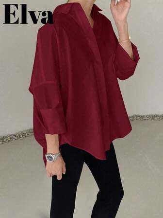 ELVA Plus Size Women's White Blouse, Office Shirt, Teacher Shirt, Easter Shirt, Elegant Women's Clothing, Business Professional Women's Wear, Work Shirt