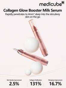 Medicube Collagen Glow Booster Milk Serum 15ml,Radiance & Hydration With Niacinamide, Milk Protein Extract, Brightening& Firms Skin - Korean Skin Care - Pink - View 3