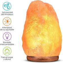 Lámpara de Sal Rosa del Himalaya con Control de Intensidad de Luz, Foco Reemplazable y Base de Madera, Adecuada para Yoga, Meditación, Energía y Purificación, Perfecta para Decoración - 1 - Ver 8