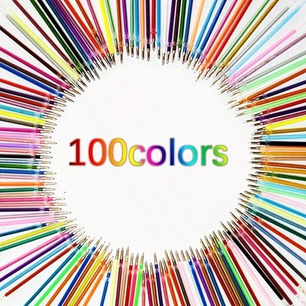 100 Pieces/Set Of 1.0mm Flash Pen Refills, Flash Multi-Color Gel Pen Refills, Core Art Writing And Doodling Pen Refills (Refills Only, Pens Not Included)
