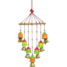 Colorful Bells Windchimes Jhoomar Hanging for Home Door Wall Temple Bedroom Decorative Accessories for Party Festival Decor Wedding Christmas Festivities Gift Size: 20 Inch Bells - Multicolor - Ver 5