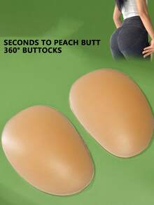 2 对/套隐形粘性硅胶臀垫，加垫臀部增强器，臀部提臀器 - 杏色 - 查看 5