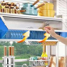 1P Estante de Almacenamiento de Utensilios de Cocina para Escritorio, Estante Grande para Platos Sobre el Fregadero con Armario Antipolvo, Estante de Almacenamiento para Cocina con Puerta de Armario, Estante para Cuencos y Platos en la Encimera, Estante de Almacenamiento Multifuncional para Armario, Cajón de Armario de Pared, Adecuado para Cocina, Restaurante, Hogar - Blanco - Ver 6