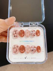 10 miếng dán móng tay thủ công, nghệ thuật vẽ móng mùa thu/đông, nghệ thuật vẽ móng tròn, nghệ thuật vẽ móng mùa thu, móng giả dán, móng giả dán ngắn, móng giả, móng ngắn, móng giả acrylic, thủ công, có thể tháo rời và tái sử dụng. - Nhiều màu - Xem 8