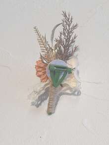 1朵香槟玫瑰配橙色雏菊仿真花胸花，适用于新郎、新娘、婚礼装饰、宴会、派对、活动、情人节配饰 - 香檳色 - 查看 6