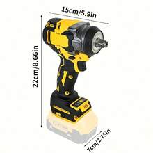 Cordless Impact Wrench Compatible With DeWalt 20V Battery,Brushless Impact Gun, 1/2 Inch 450N.M 3-Speed RPM Power Electric Impact Driver,Brushless Electric Impact Wrench Screwdriver Cordless Electric Wrench Power Tools, Suitable For Cars/Trucks RVs (Without Batteries) - 黃色-450N扳手(僅工具) - 查看 1
