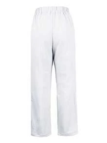 Women's Elastic Waist Palazzo Pants, Casual And Solid Color - White - View 6