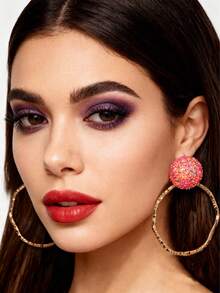 sehuoran 1对圆形金属彩色水晶水滴耳环，高品质水钻首饰配饰，女士批发耳环，波西米亚风水滴耳环，黑色夸张耳环 - Style 1 - 查看 8