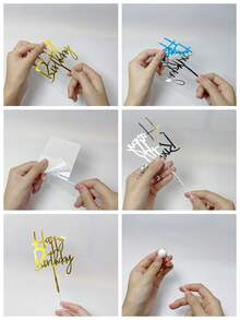 27pcs Boho Cake Decoration Set, Gold, White And Blue Ball Cake Decoration, Palm Leaf Folding Fan Bohemian Style, Suitable For Wedding Birthday Cake Decoration, Bohemian Theme Party Supplies, Men's Birthday Cake Decoration, Retirement Party Cake Decoration, Christening Cake Decoration(Do Not Touch The Cake Directly; Please Use It With The Tube.When Using, The Spherical Surface Should Not Touch The Cake.) - Multicolor - View 7