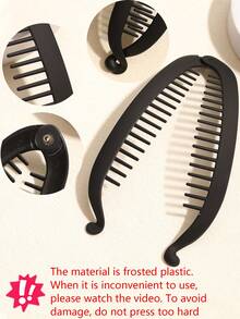 2个/套 哑光大号纯色香蕉发夹 发饰，爪夹，发爪，发卡，发夹，发卡，头部饰品，发夹 - 彩色 - 查看 3