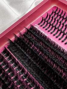 HINARIN 237片装D型卷翘假睫毛套装，带睫毛尖，DIY睫毛嫁接，纤长假睫毛簇，12-20mm，含14-20mm睫毛尖，单根假睫毛DIY嫁接套装，含粘合剂和封口镊子 - 黑色 - 查看 6