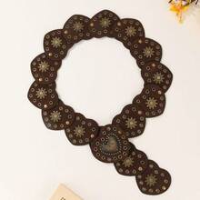 1 pièce Ceinture en PU de style rétro bohème, look de cowgirl occidentale américaine, convient pour toutes les saisons : automne, Halloween - Noir - Voir 16