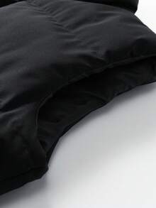 Colete masculino casual de gola alta com zíper frontal e cor sólida - Preto - Ver 5